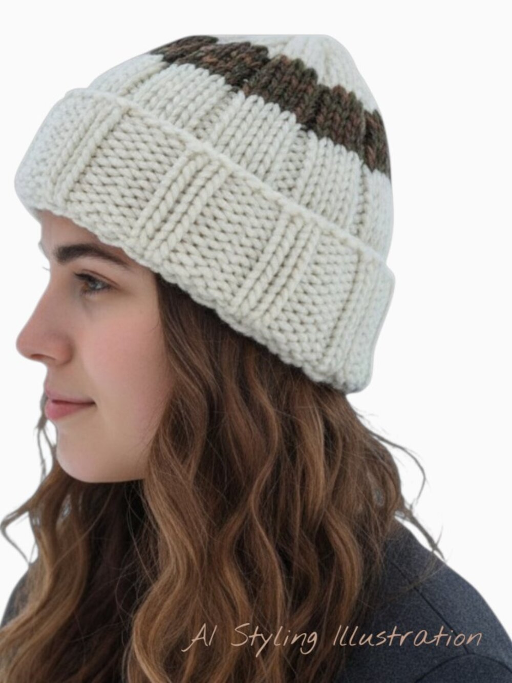 Chunky Hand Knit Malabrigo Rasta Hat 100% Merino Wool Ivory Slouch Beanie